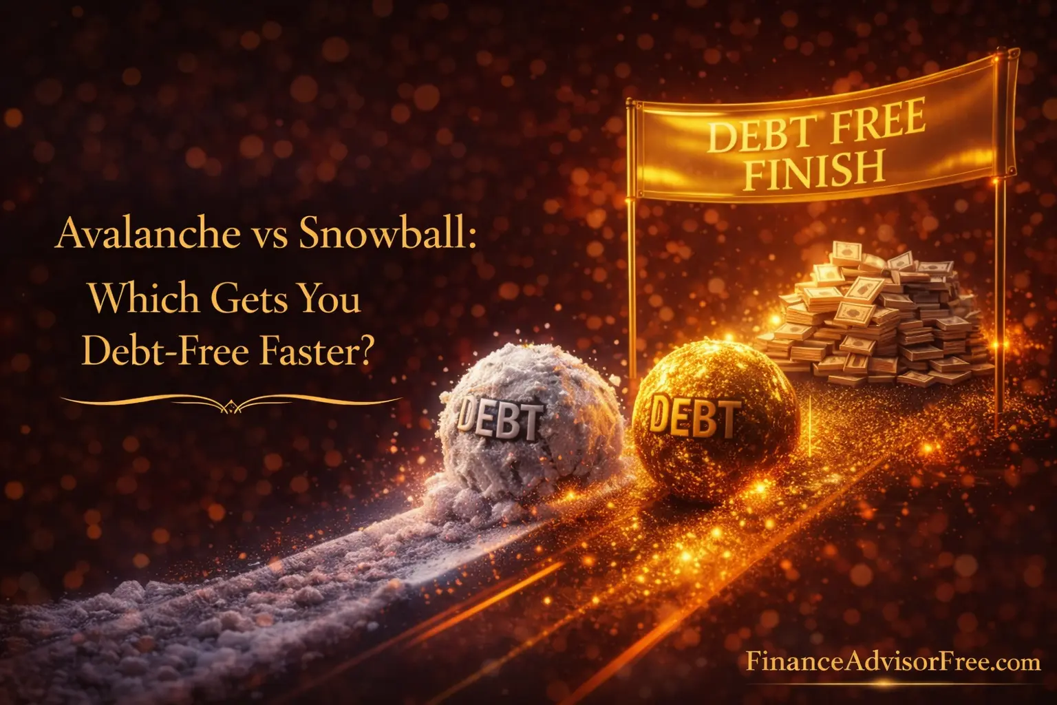 How to get out of debt fast — debt avalanche and snowball racing side by side with real dollar savings shown