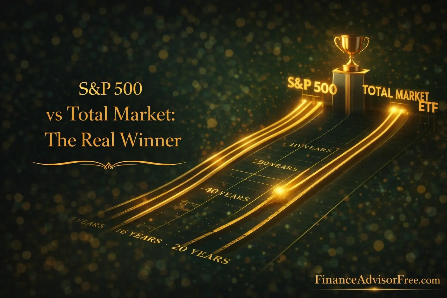 S&P 500 vs total market ETF comparison — performance race showing which index fund performs better long-term