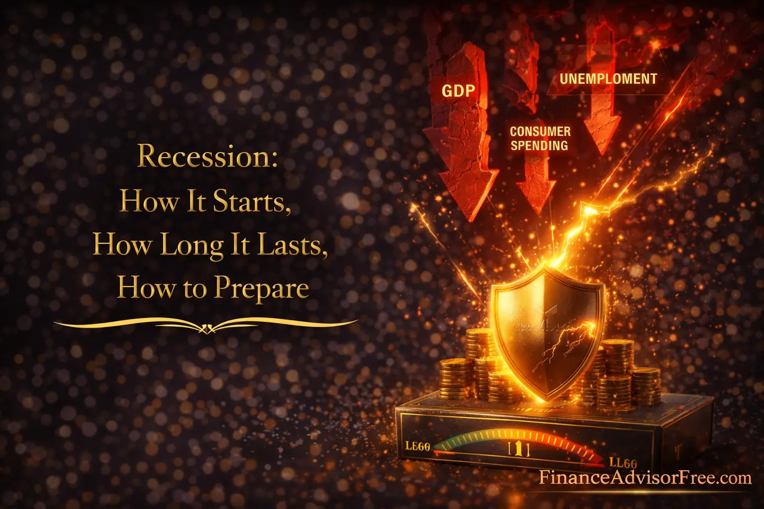 What is GDP — giant GDP counter measuring an entire economy with components spending investment government exports visible